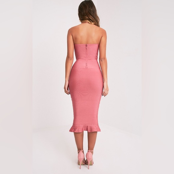 Rose Bandage Frill Hem Midi Dress - Picture 2 of 5
